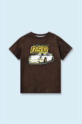 Kids Printed Soft Cotton Brown T-Shirt