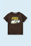 Kids Printed Soft Cotton Brown T-Shirt