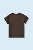 Kids Printed Soft Cotton Brown T-Shirt